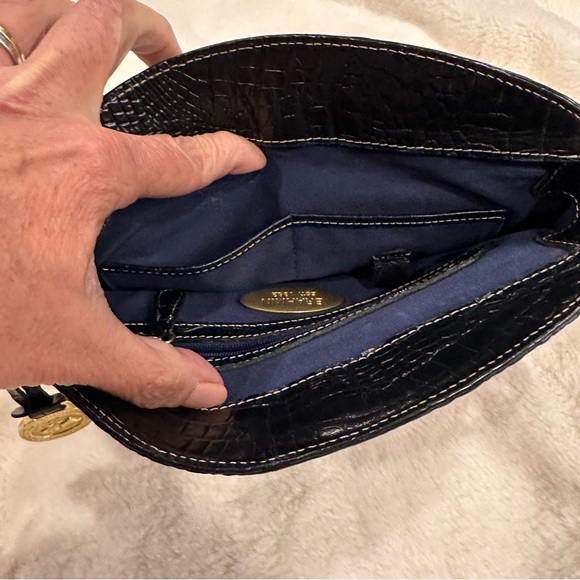 Brahmin Crossbody Animal Print Embossed Leather & Raffia Bag - Picture 5 of 9